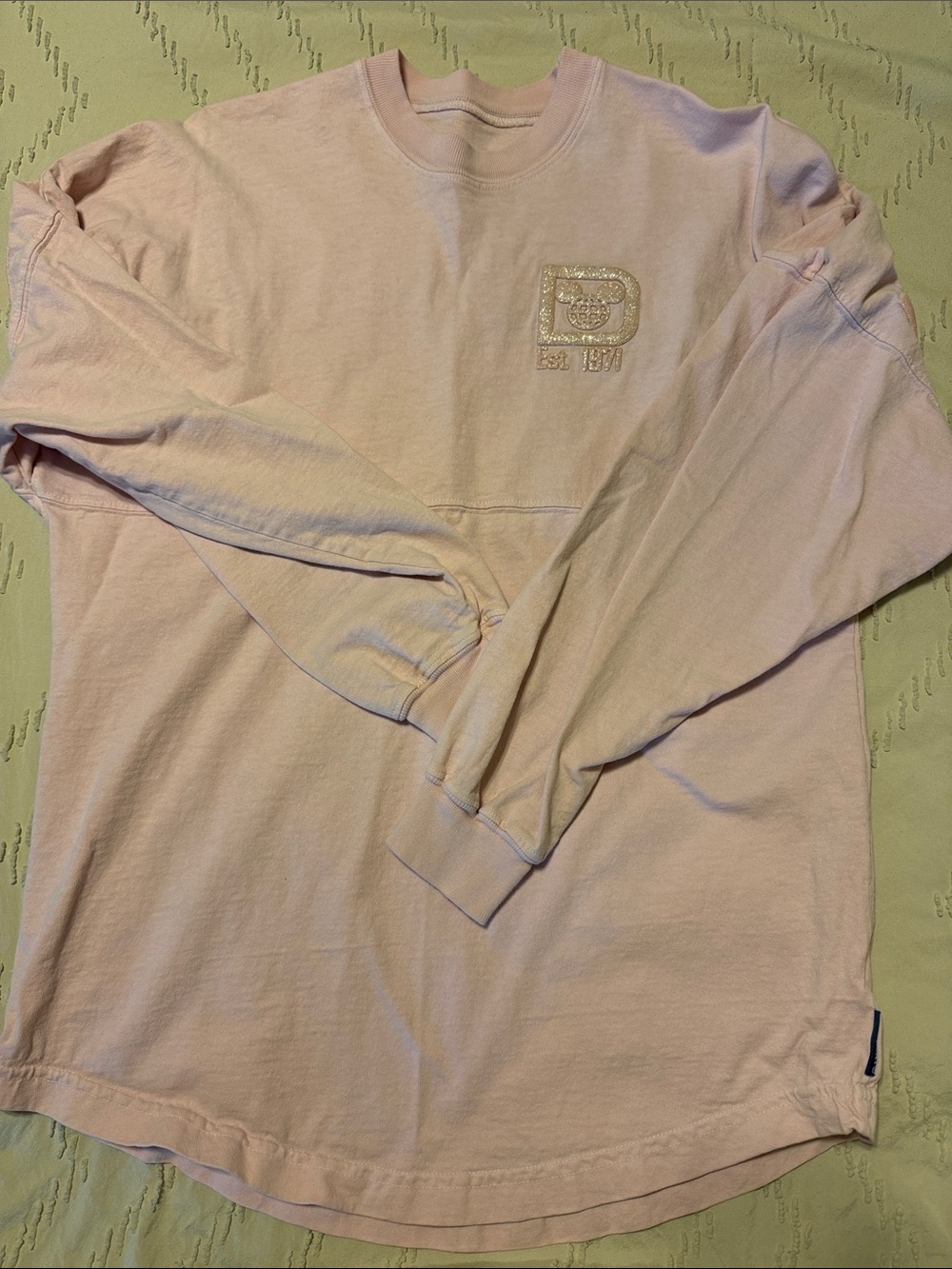Disney Light Pink Long Sleeve Crewneck Top with Embroidered Chest Detail